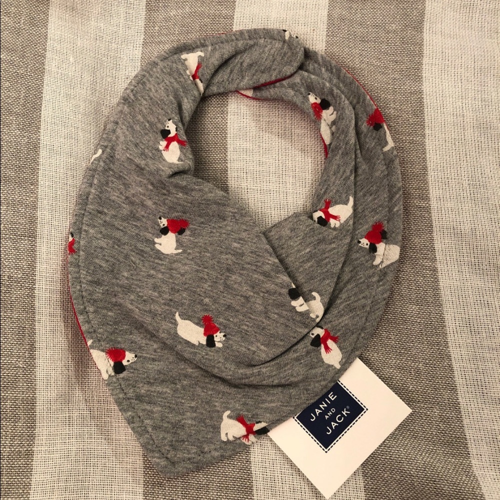 Janie and Jack red and gray dog bib NWT